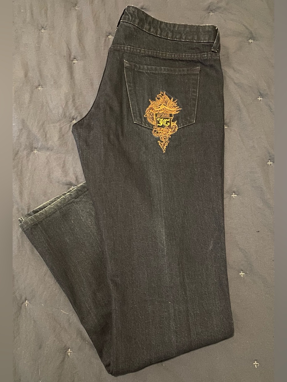 Just Cavalli ITTIERRE Dark Blue Embroidered Flare Boot Cut Denim Jean IT42 US6